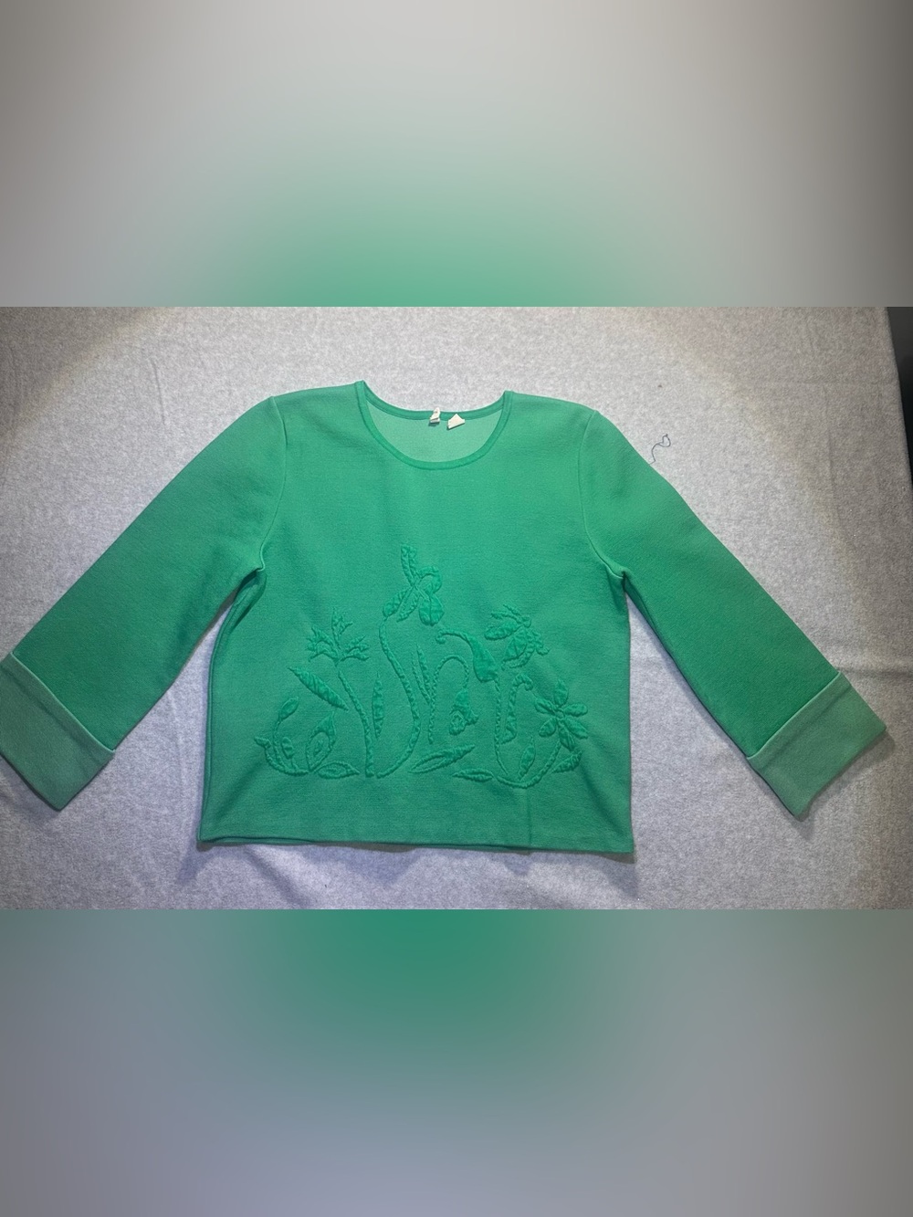 Anthropologie MOTH Green Embroidered Floral Knit Sweater Top Medium